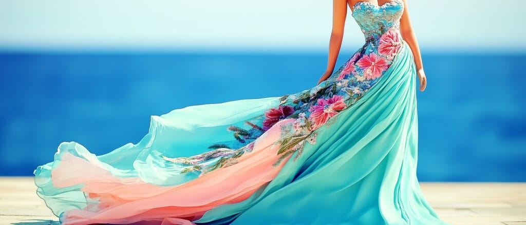 Flowing Floral Dress by the Sea.
