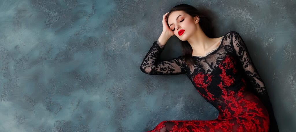 elegant-woman-red-lace-dress